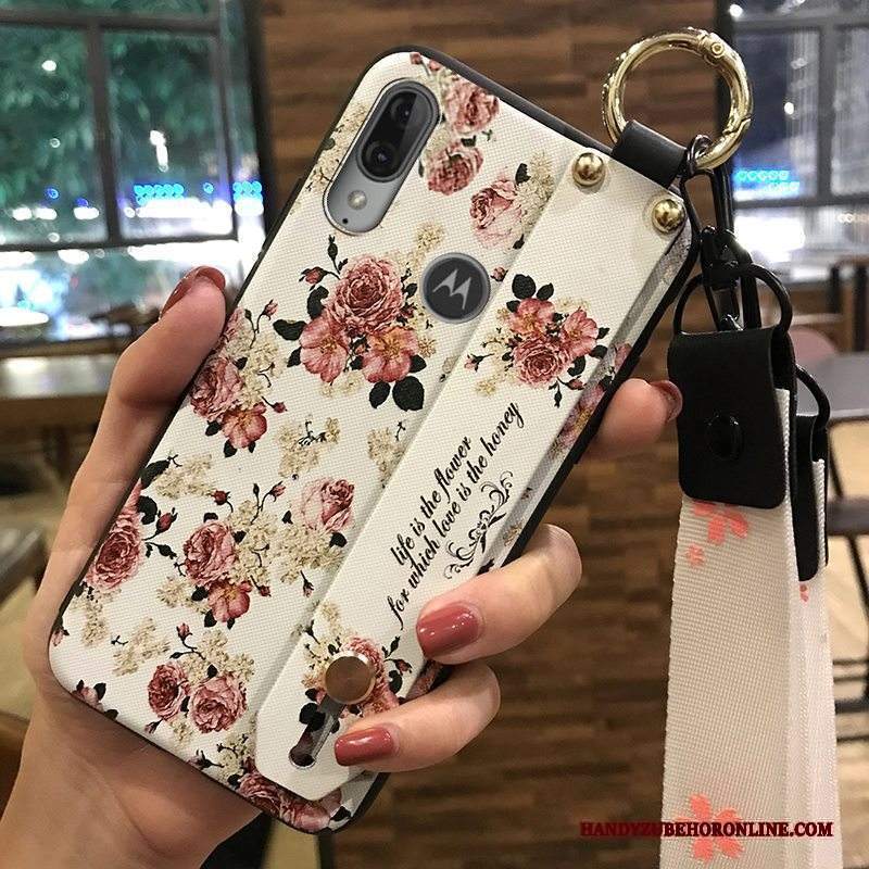 Custodia Moto E6 Plus Creativo Ornamenti Appesitelefono, Cover Moto E6 Plus Protezione Fresco Rosa