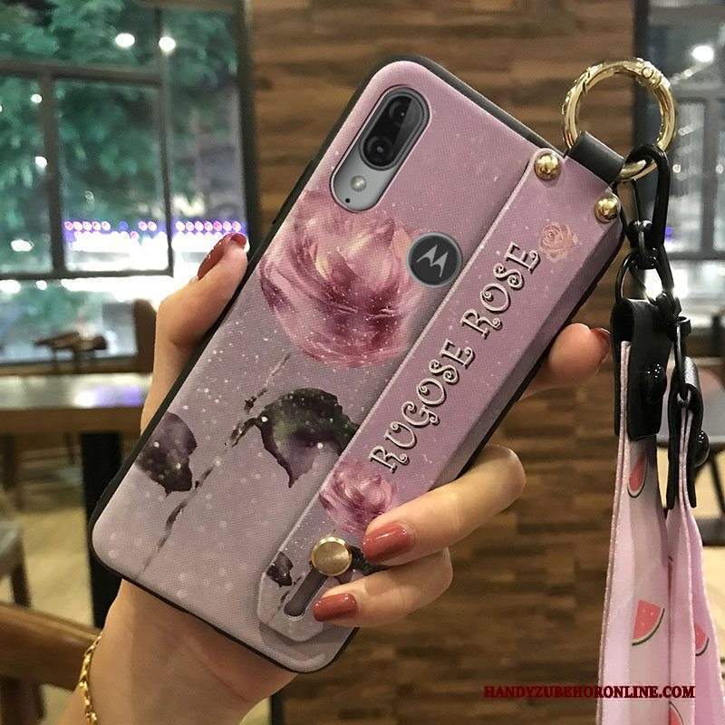 Custodia Moto E6 Plus Creativo Ornamenti Appesitelefono, Cover Moto E6 Plus Protezione Fresco Rosa