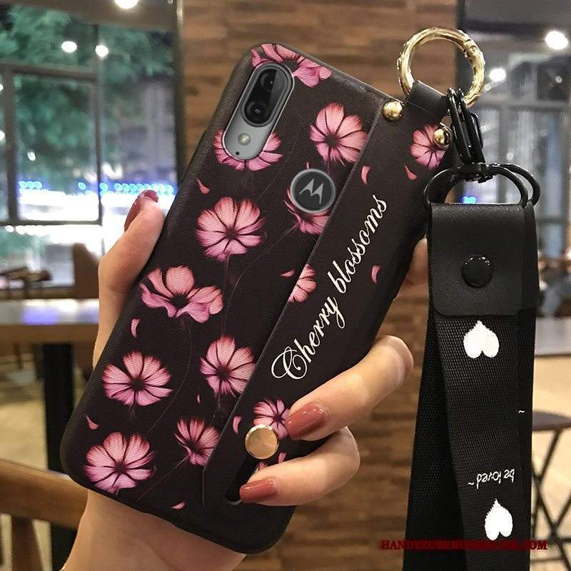 Custodia Moto E6 Plus Creativo Ornamenti Appesitelefono, Cover Moto E6 Plus Protezione Fresco Rosa