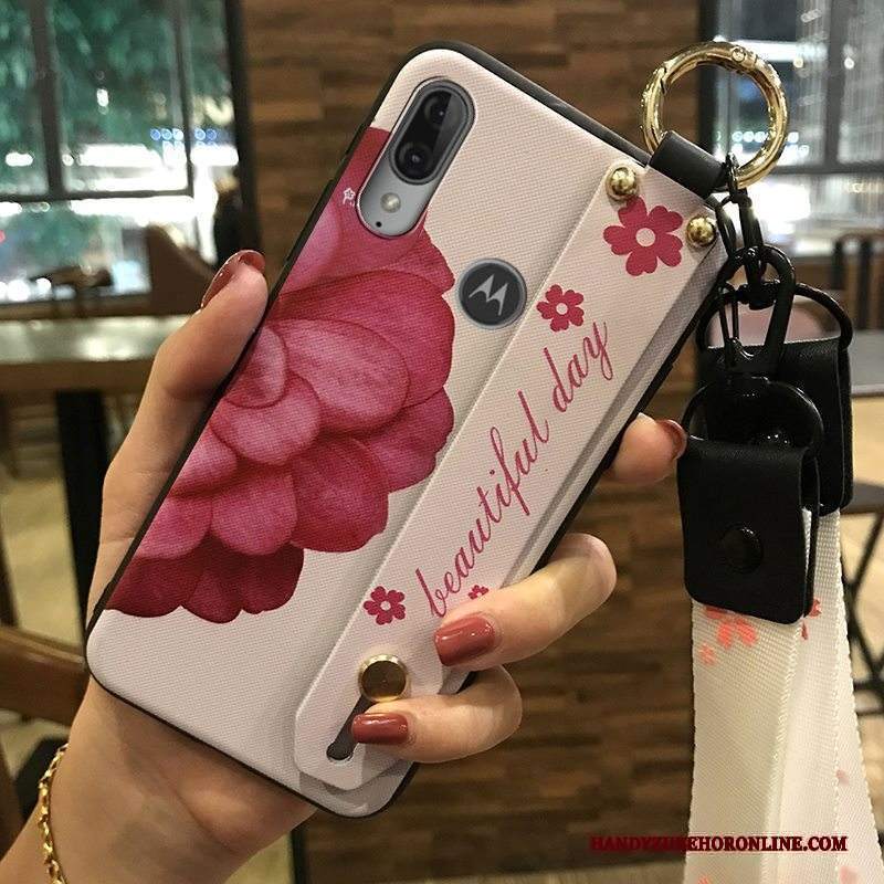 Custodia Moto E6 Plus Creativo Ornamenti Appesitelefono, Cover Moto E6 Plus Protezione Fresco Rosa