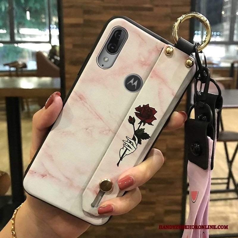 Custodia Moto E6 Plus Creativo Ornamenti Appesitelefono, Cover Moto E6 Plus Protezione Fresco Rosa