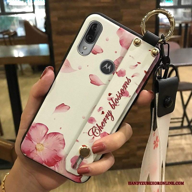 Custodia Moto E6 Plus Creativo Ornamenti Appesitelefono, Cover Moto E6 Plus Protezione Fresco Rosa