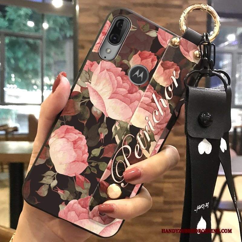 Custodia Moto E6 Plus Creativo Ornamenti Appesitelefono, Cover Moto E6 Plus Protezione Fresco Rosa