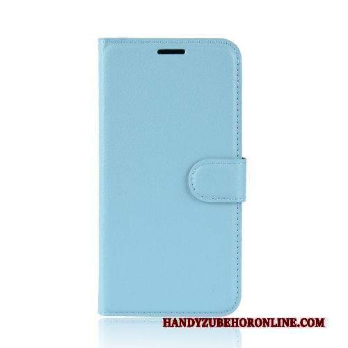 Custodia Moto E6 Plus Pelle Litchi Modello, Cover Moto E6 Plus Portafoglio Blu Affari