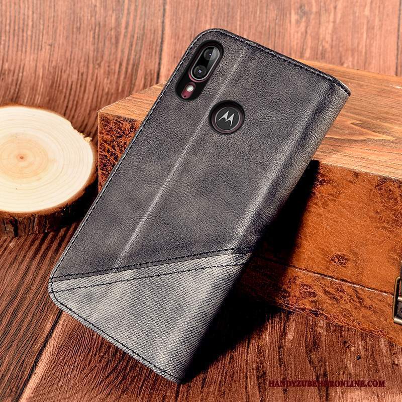 Custodia Moto E6 Plus Pelle Morbido Nero, Cover Moto E6 Plus Protezione