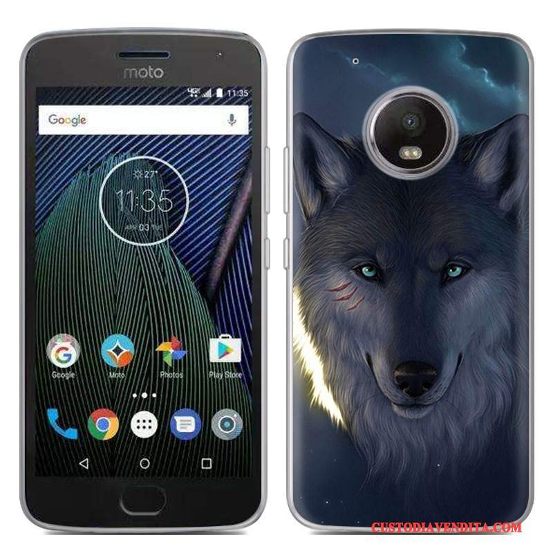 Custodia Moto G5 Cartone Animato Morbido Nuovo, Cover Moto G5 Colore Nerotelefono