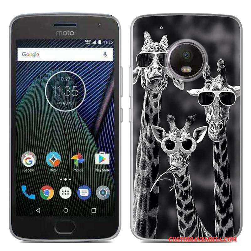 Custodia Moto G5 Cartone Animato Morbido Nuovo, Cover Moto G5 Colore Nerotelefono