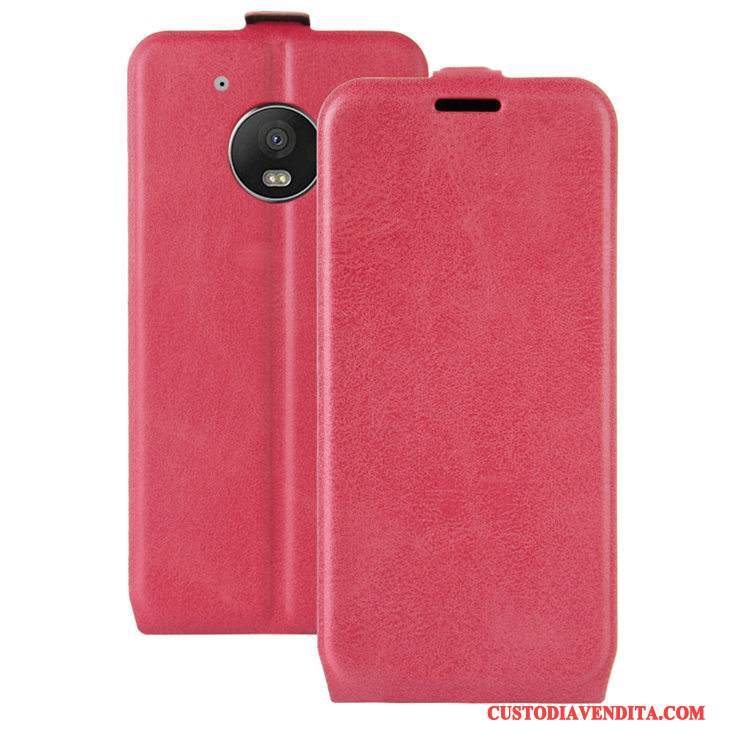 Custodia Moto G5 Pelle Carta Rosa, Cover Moto G5 Folio Telefono