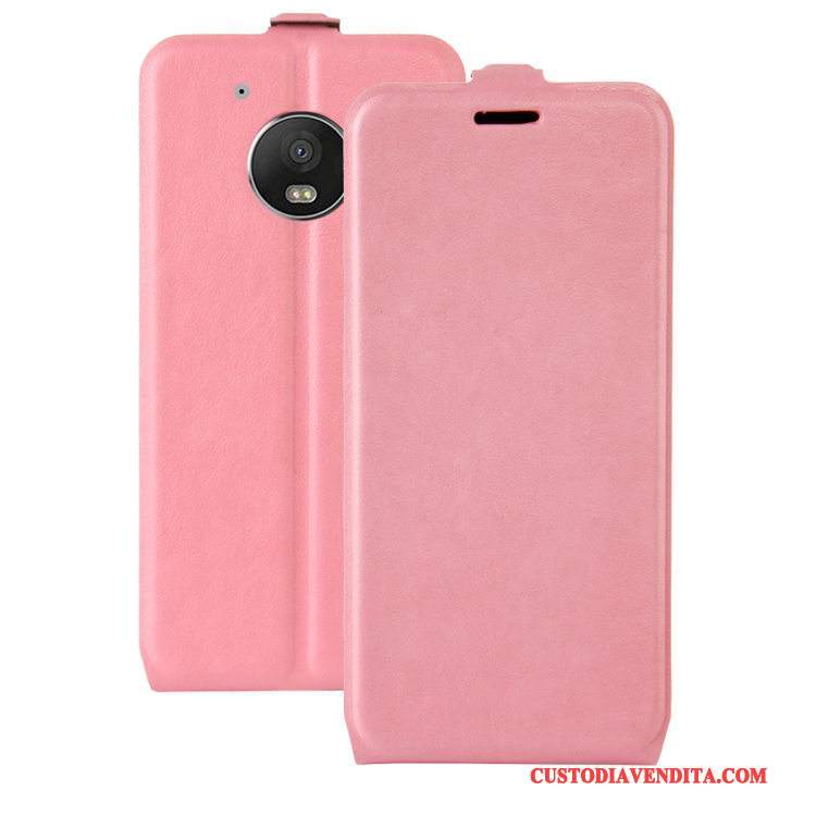 Custodia Moto G5 Pelle Carta Rosa, Cover Moto G5 Folio Telefono