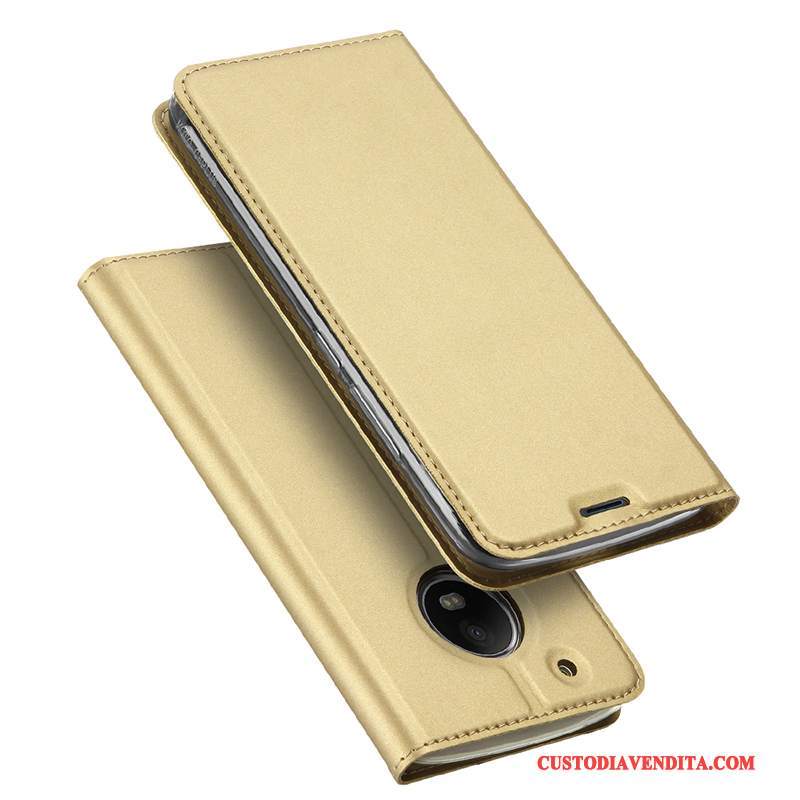 Custodia Moto G5 Pelle Magnetico Carta, Cover Moto G5 Protezione Rosatelefono