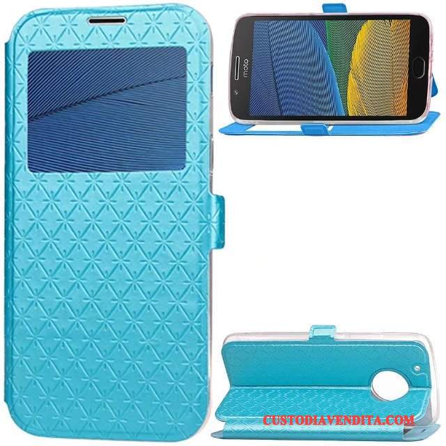 Custodia Moto G5 Pelle Rossotelefono, Cover Moto G5 Folio Anti-caduta Forma Del Diamante