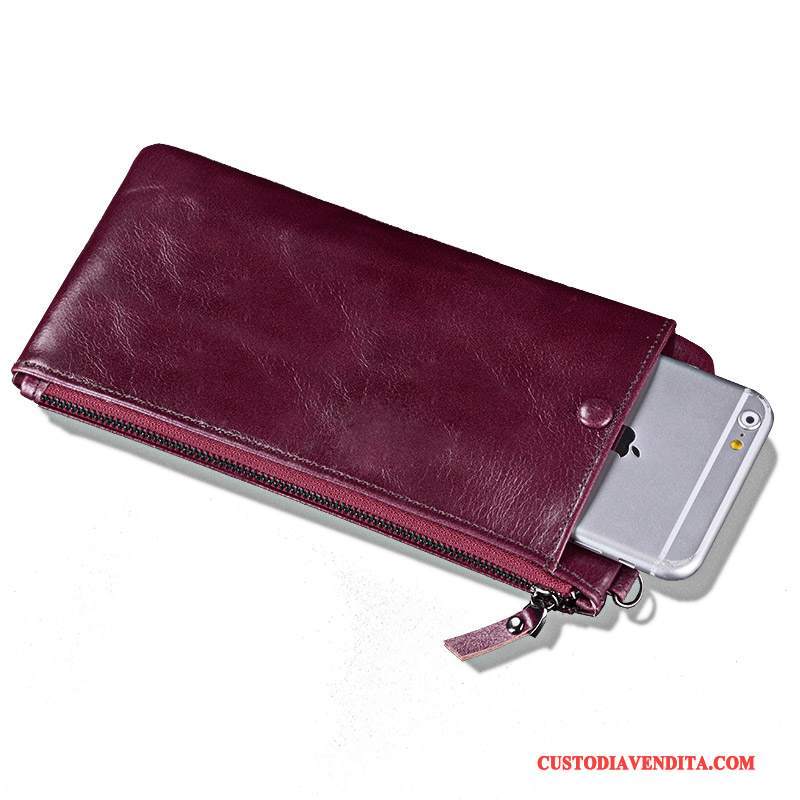 Custodia Moto G5 Pelle Telefono Pochette, Cover Moto G5 Portafoglio Vino Rosso Maniche Lunghe