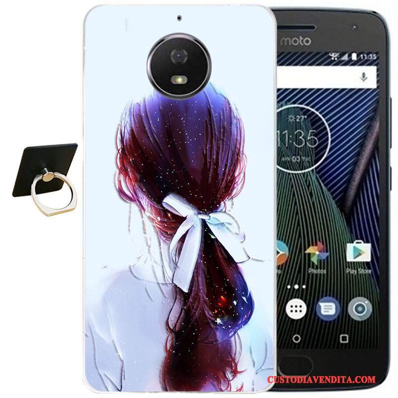 Custodia Moto G5 Plus Vintage Vento Morbido, Cover Moto G5 Plus Cartone Animato Rosatelefono