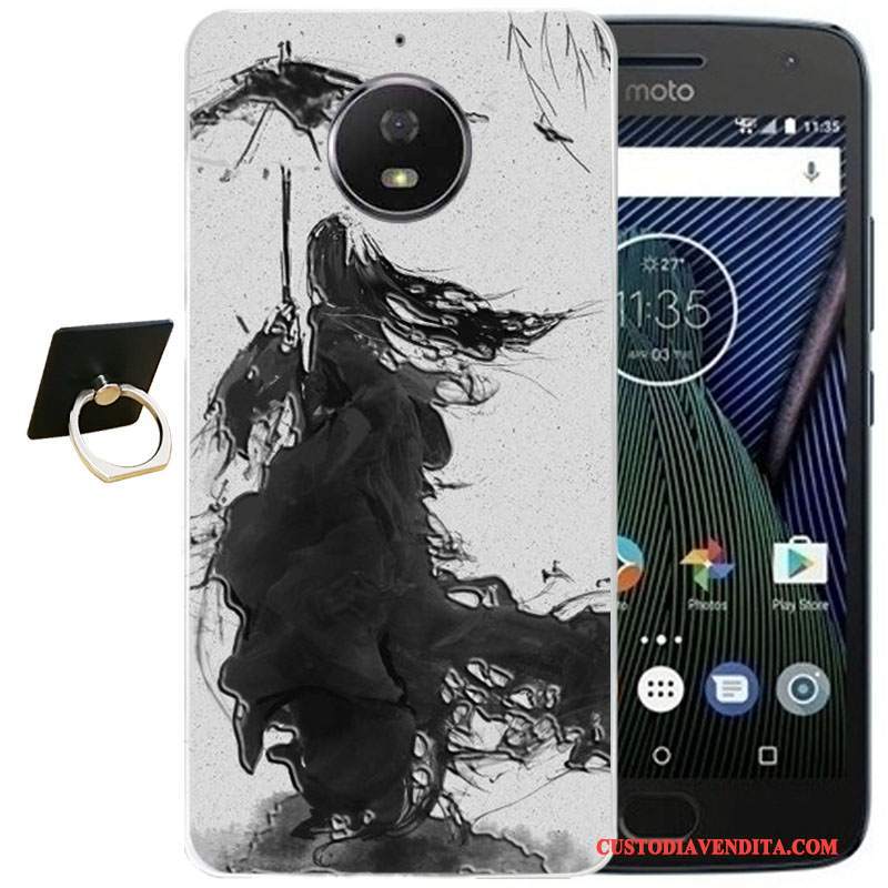 Custodia Moto G5 Plus Vintage Vento Morbido, Cover Moto G5 Plus Cartone Animato Rosatelefono