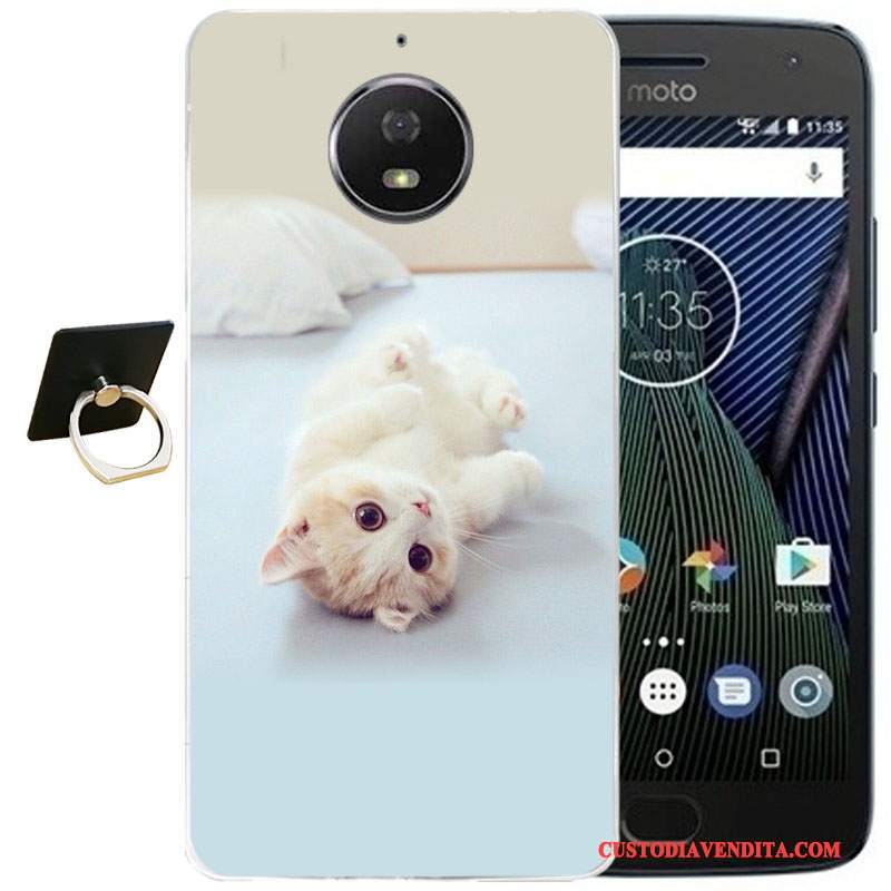 Custodia Moto G5 Plus Vintage Vento Morbido, Cover Moto G5 Plus Cartone Animato Rosatelefono