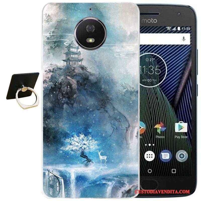 Custodia Moto G5 Plus Vintage Vento Morbido, Cover Moto G5 Plus Cartone Animato Rosatelefono