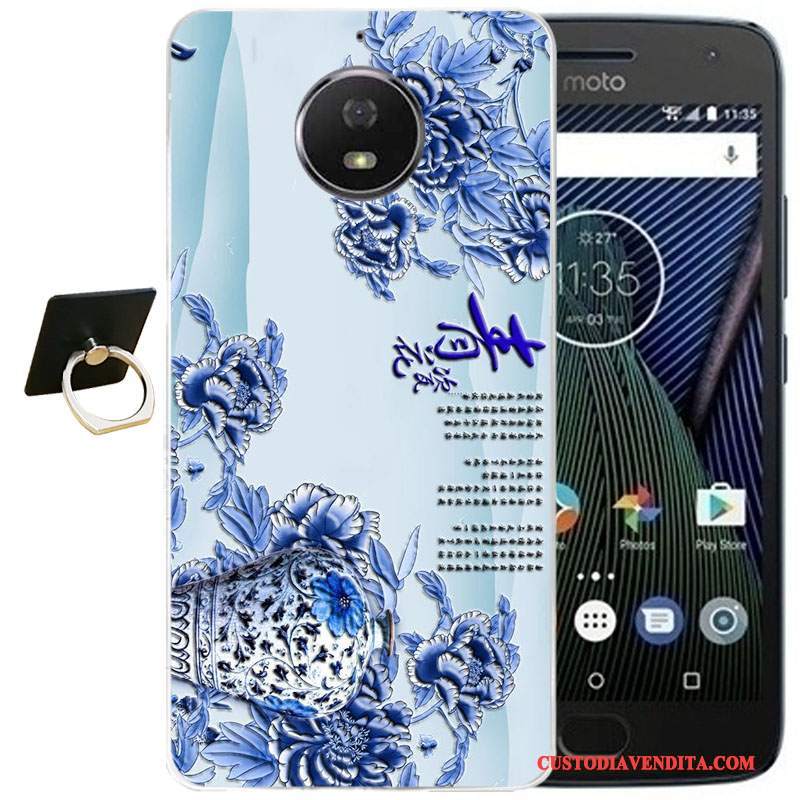 Custodia Moto G5 Plus Vintage Vento Morbido, Cover Moto G5 Plus Cartone Animato Rosatelefono