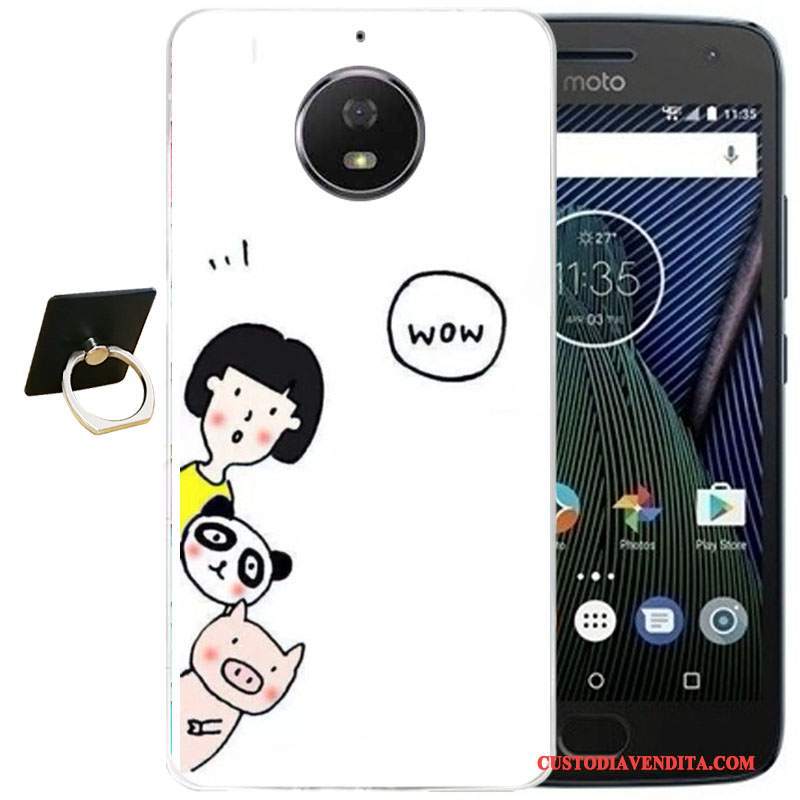 Custodia Moto G5 Plus Vintage Vento Morbido, Cover Moto G5 Plus Cartone Animato Rosatelefono