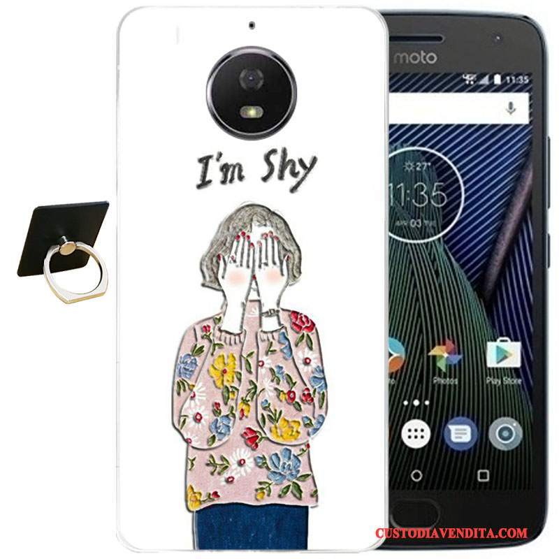 Custodia Moto G5 Plus Vintage Vento Morbido, Cover Moto G5 Plus Cartone Animato Rosatelefono