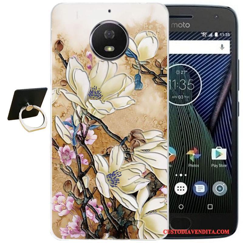 Custodia Moto G5 Plus Vintage Vento Morbido, Cover Moto G5 Plus Cartone Animato Rosatelefono