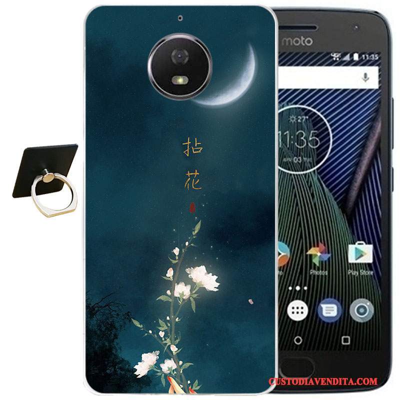 Custodia Moto G5 Plus Vintage Vento Morbido, Cover Moto G5 Plus Cartone Animato Rosatelefono