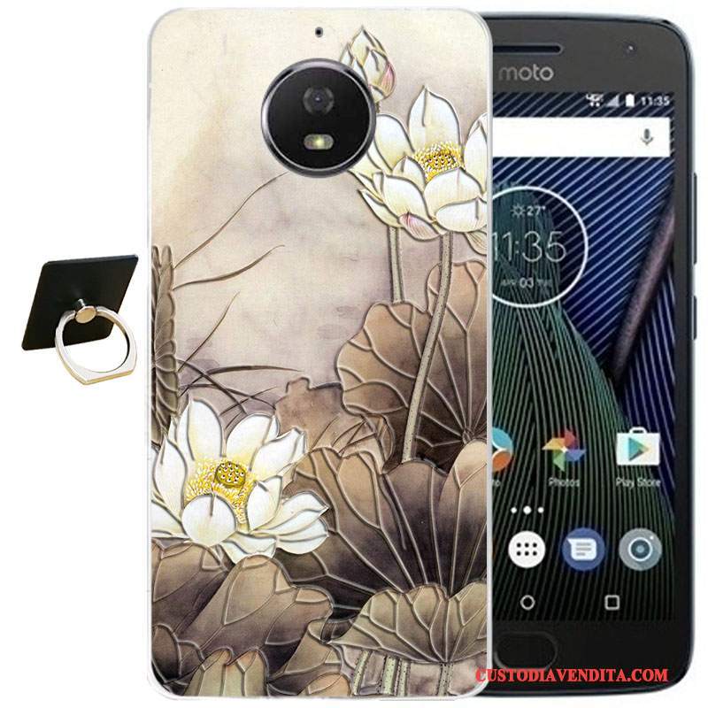 Custodia Moto G5 Plus Vintage Vento Morbido, Cover Moto G5 Plus Cartone Animato Rosatelefono