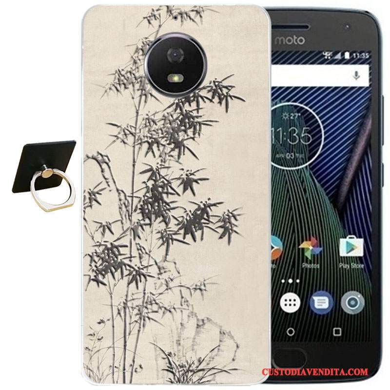 Custodia Moto G5 Plus Vintage Vento Morbido, Cover Moto G5 Plus Cartone Animato Rosatelefono