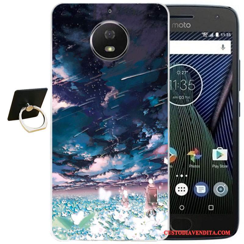 Custodia Moto G5 Plus Vintage Vento Morbido, Cover Moto G5 Plus Cartone Animato Rosatelefono