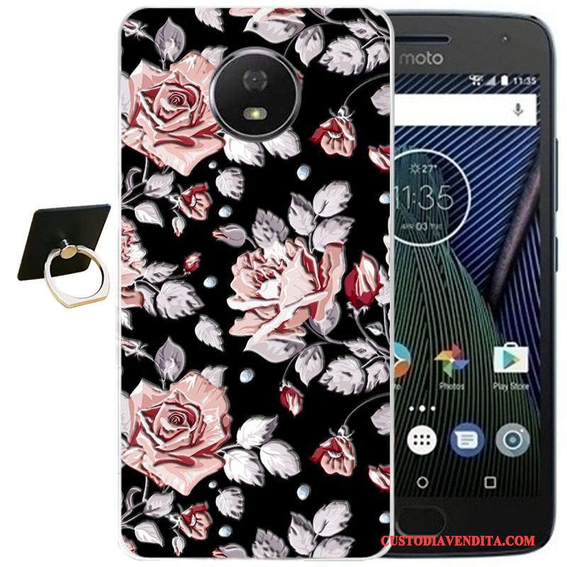 Custodia Moto G5 Plus Vintage Vento Morbido, Cover Moto G5 Plus Cartone Animato Rosatelefono