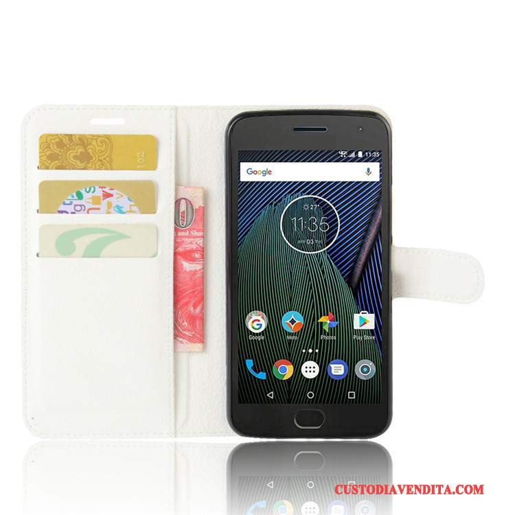 Custodia Moto G5 Protezione Carta Blu Chiaro, Cover Moto G5 Pelle