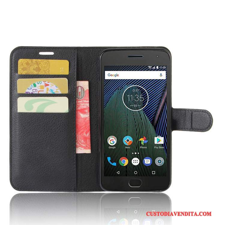 Custodia Moto G5 Protezione Carta Blu Chiaro, Cover Moto G5 Pelle