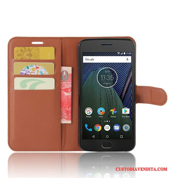 Custodia Moto G5 Protezione Carta Blu Chiaro, Cover Moto G5 Pelle