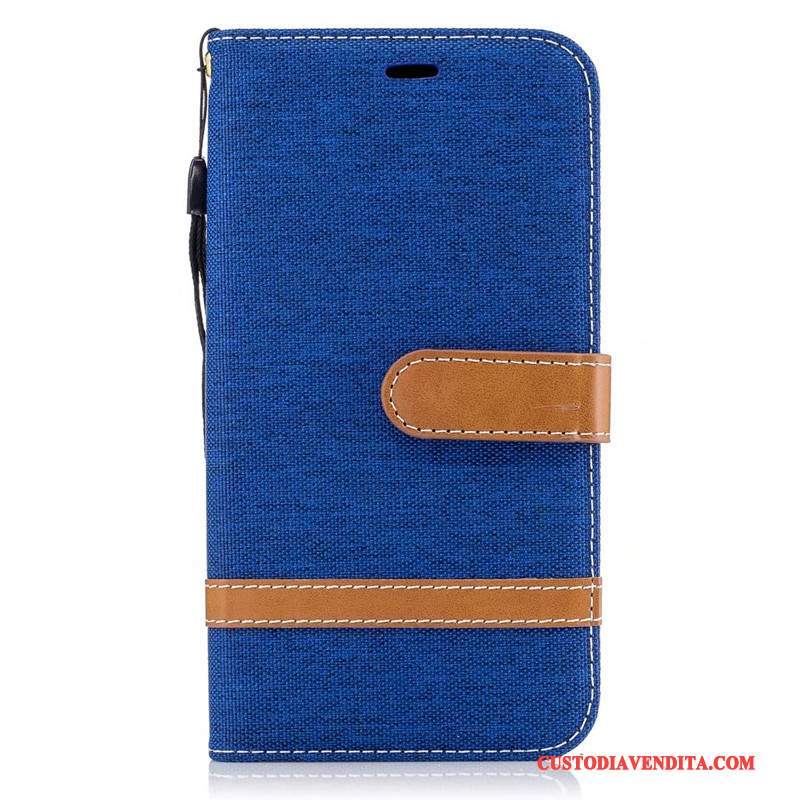 Custodia Moto G5 Protezione Denim Tendenza, Cover Moto G5 Portafoglio Rosso