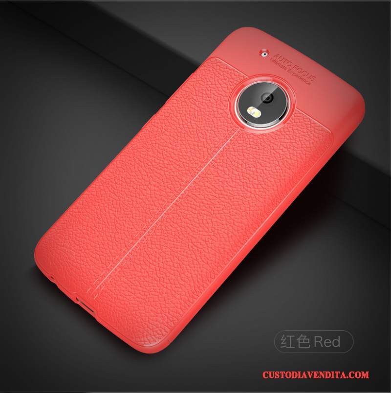 Custodia Moto G5 Silicone Morbido Anti-caduta, Cover Moto G5 Protezione Tutto Incluso Rosso