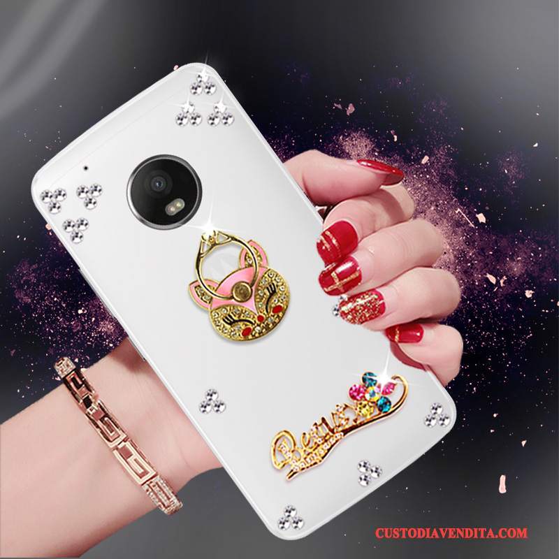 Custodia Moto G5 Strass Oro Tendenza, Cover Moto G5 Silicone Telefono Morbido