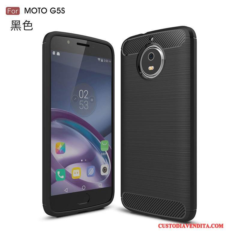 Custodia Moto G5s Silicone Fibratelefono, Cover Moto G5s Protezione Tendenza Nero