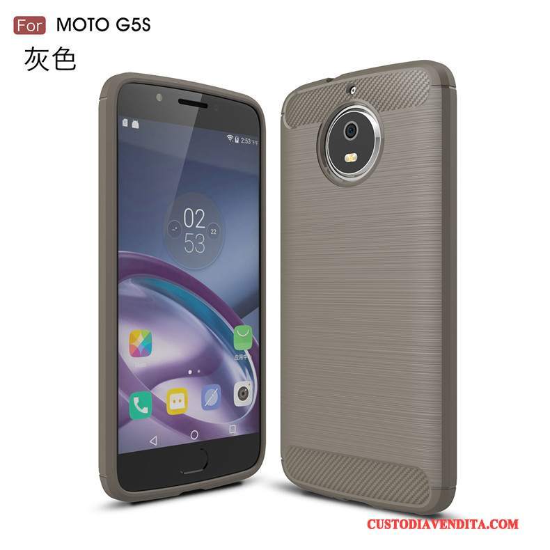 Custodia Moto G5s Silicone Fibratelefono, Cover Moto G5s Protezione Tendenza Nero