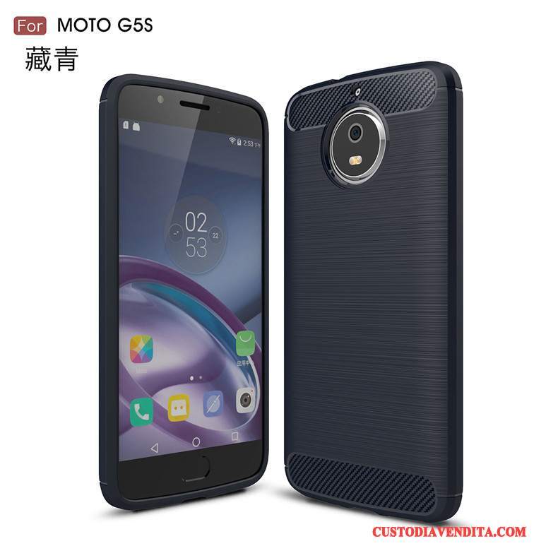 Custodia Moto G5s Silicone Fibratelefono, Cover Moto G5s Protezione Tendenza Nero