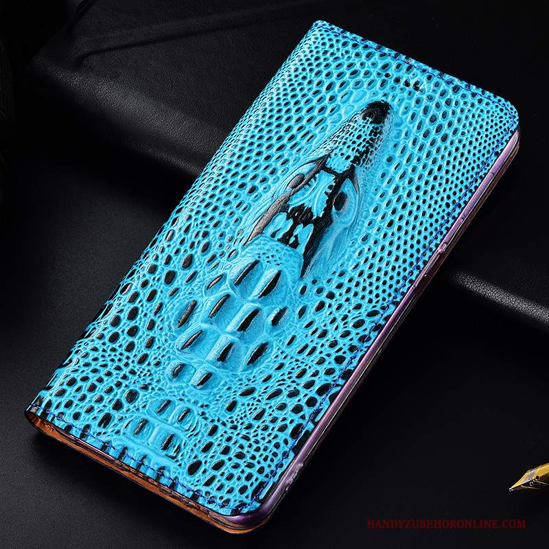 Custodia Moto G7 Pelle Europa Tutto Incluso, Cover Moto G7 Protezione Blu Modello Coccodrillo