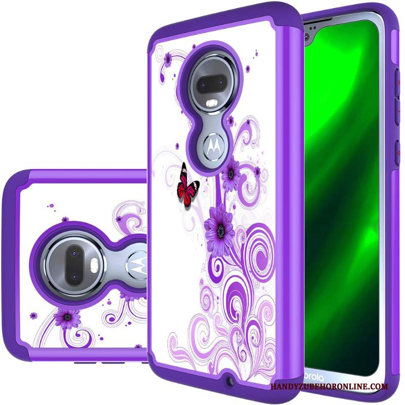 Custodia Moto G7 Pelle Robotica Porpora, Cover Moto G7 Colore Anti-caduta