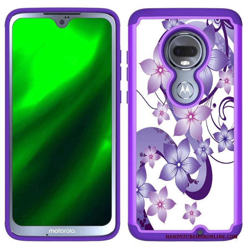 Custodia Moto G7 Pelle Robotica Porpora, Cover Moto G7 Colore Anti-caduta