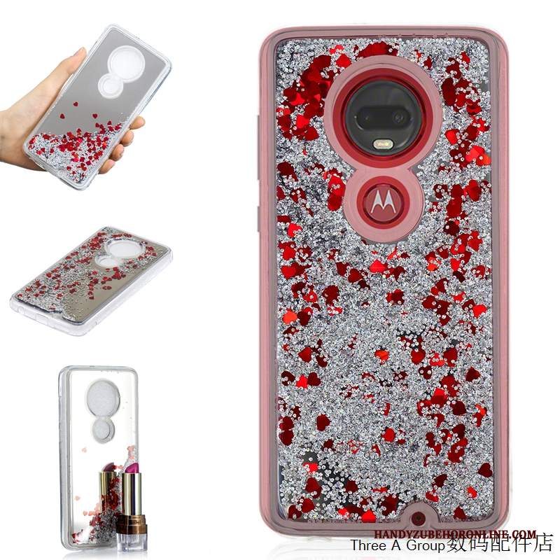 Custodia Moto G7 Plus Creativo Anti-caduta Sabbie Mobili, Cover Moto G7 Plus Protezione Telefono Porpora