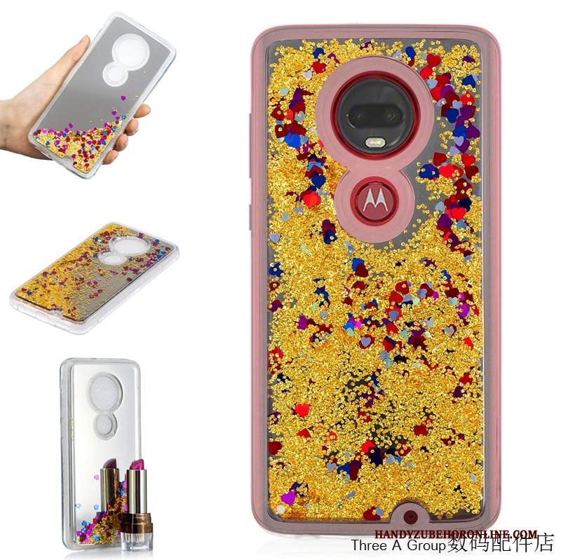 Custodia Moto G7 Plus Creativo Anti-caduta Sabbie Mobili, Cover Moto G7 Plus Protezione Telefono Porpora