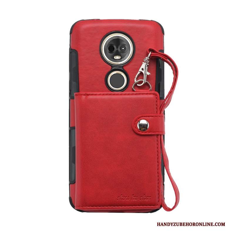 Custodia Moto G7 Plus Pelle Monocromatico Rosso, Cover Moto G7 Plus Telefono