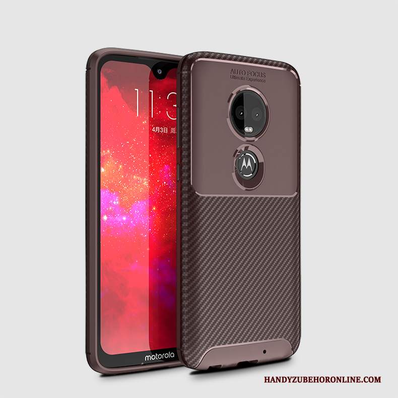 Custodia Moto G7 Plus Protezione Marchio Di Tendenza Fibra, Cover Moto G7 Plus Creativo Rosso Macchiati