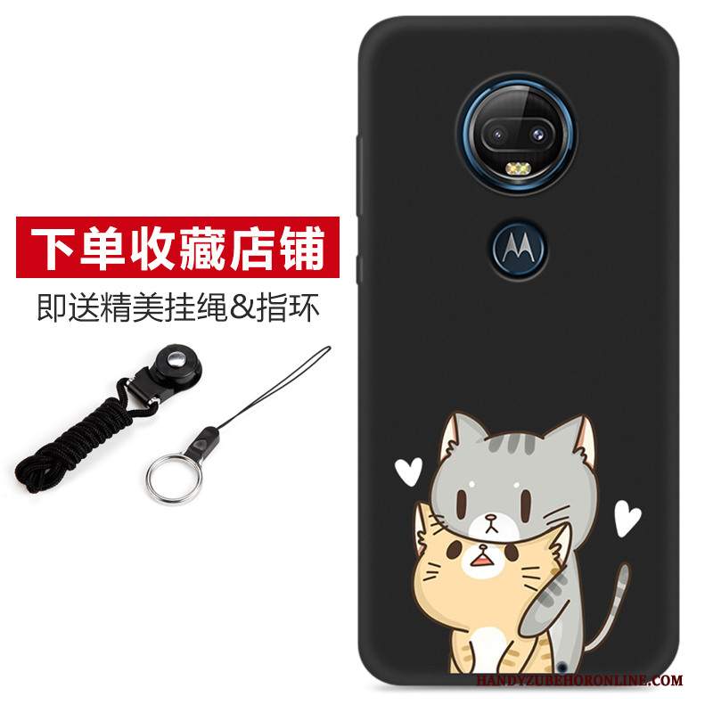 Custodia Moto G7 Plus Protezione Telefono Nero, Cover Moto G7 Plus Cartone Animato Morbido Macchiati