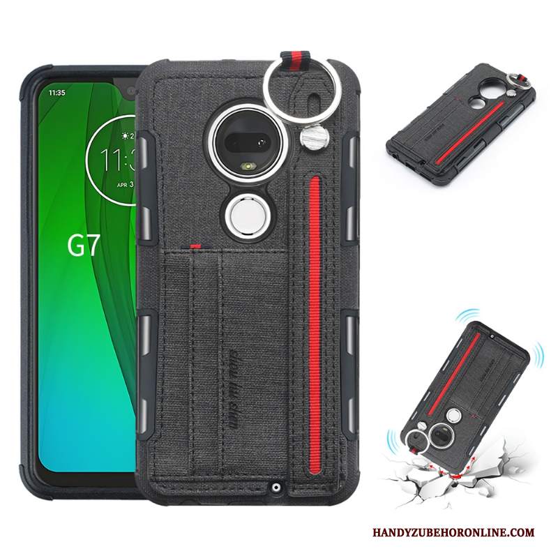 Custodia Moto G7 Plus Supporto Anti-caduta, Cover Moto G7 Plus Rosa Pu