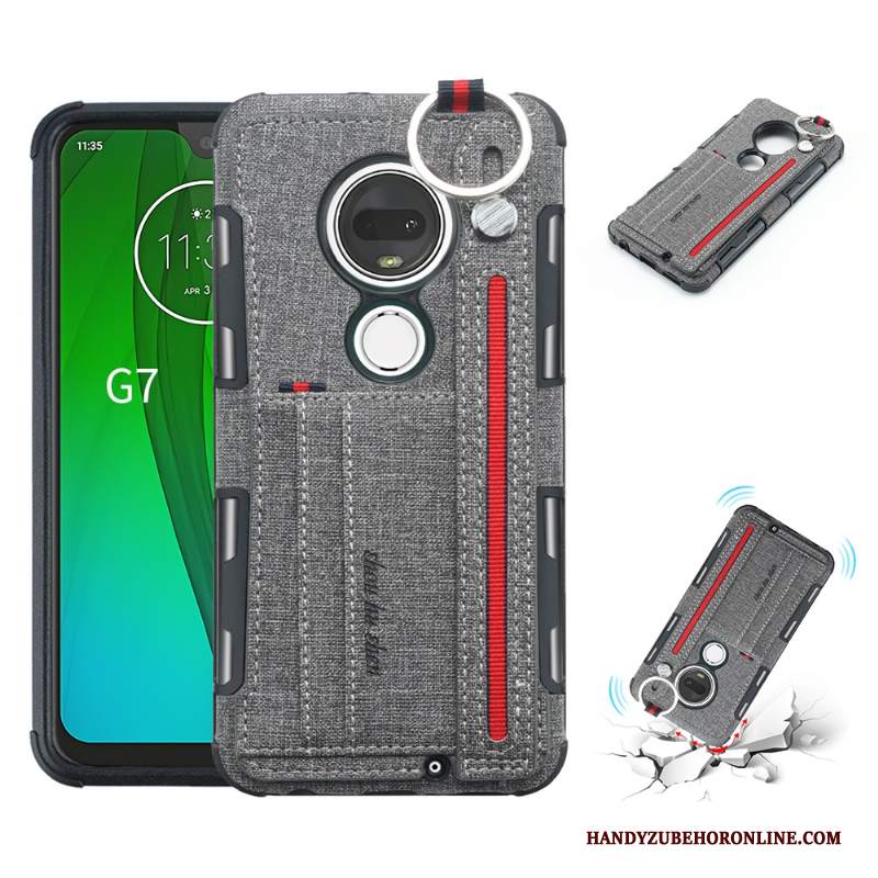 Custodia Moto G7 Plus Supporto Anti-caduta, Cover Moto G7 Plus Rosa Pu