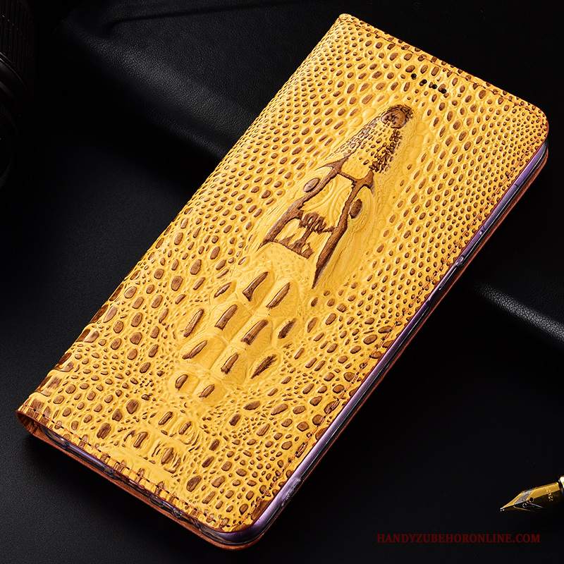 Custodia Moto G7 Power Folio Giallo Europa, Cover Moto G7 Power Pelle Modello Coccodrillotelefono