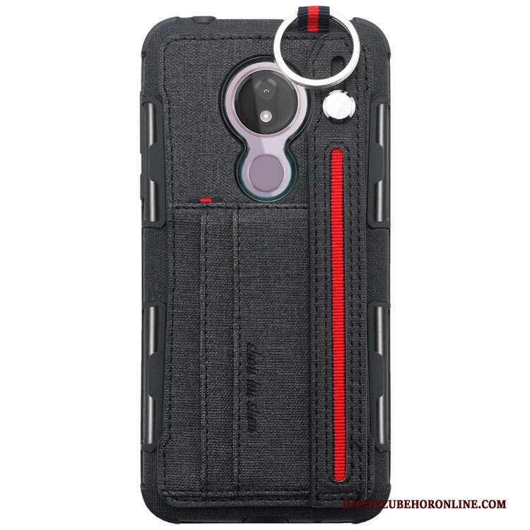 Custodia Moto G7 Power Pelle Telefono Ornamenti Appesi, Cover Moto G7 Power Creativo Grigio Supporto